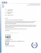 美国MIDI公司致BIOSCIENCE公司的一封感谢信